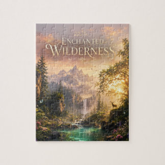 Verzauberter Waldhirsch Wasserfall Fantasy Puzzle