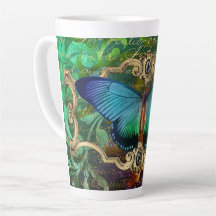 Verzauberter Waldschmetterling Latte-Tasse