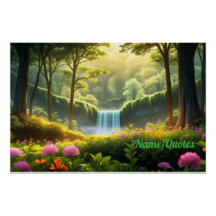 Verzauberter Wasserfall im Wald Poster