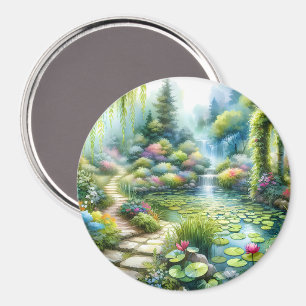 Verzauberter Wasserfallgarten-Lilienteich Magnet