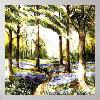 Verzauberter Wasserfarbenwald Serene Woodland Natu Poster