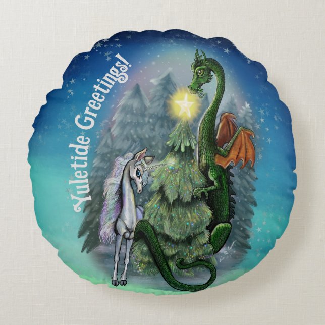 verzauberter Weihnachtsbaum Rundes Kissen (Vorderseite)