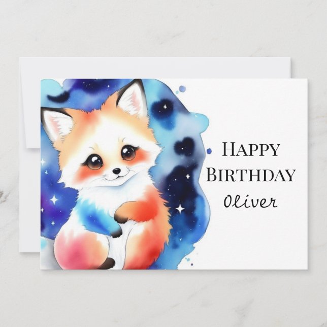Verzauberter Whimsical Fox Geburtstag Karte (Vorderseite)