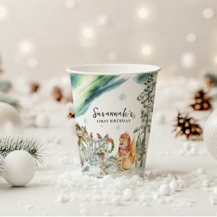 Verzauberter Winterwald-Geburtstag Pappbecher