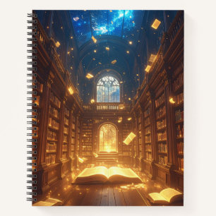 Verzaubertes Bibliotheks-Spiralnotizbuch Notizbuch