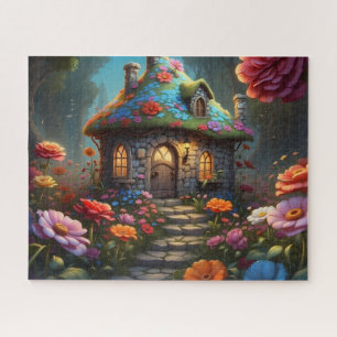 Verzaubertes Blumen-Dach-Häuschen-Garten Puzzle