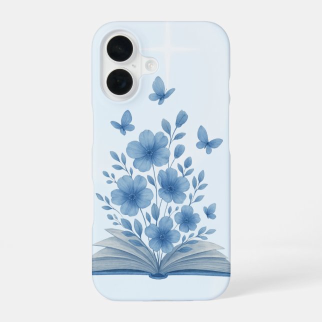Verzaubertes Buch- Schmetterlinge & Blume Fantasie iPhone 16 Hülle (Rückseite)