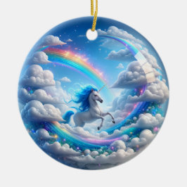 Verzaubertes Einhorn Ornament - Regenbogen Burg Fa