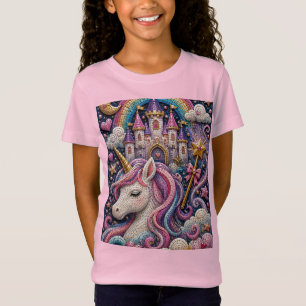 Verzaubertes Einhorn-Schloss 3D-Mosaik T-Shirt