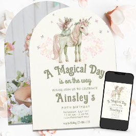 Verzaubertes Einhorn und Märchen zum Personalisier Einladung