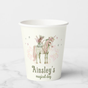 Verzaubertes Einhorn und Märchen zum Personalisier Pappbecher