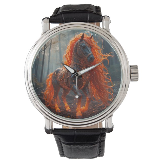 Verzaubertes Feenpferd mit lebendigem Mane Armbanduhr (Vorderseite)