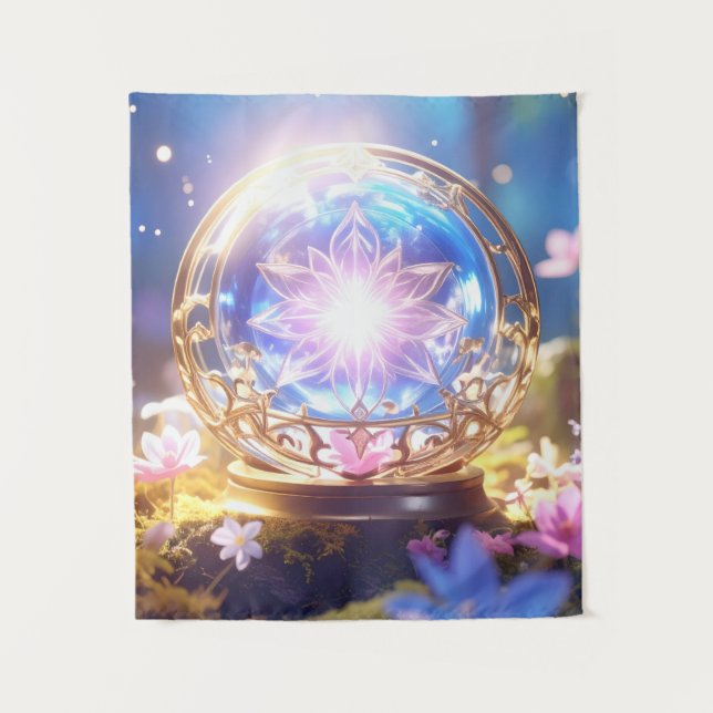 Verzaubertes Forest Crystal Orb Tapestry Wandteppich (Vorderseite)