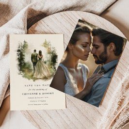 Verzaubertes Foto für Wasserfarbenwälder Save the  Einladung