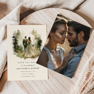 Verzaubertes Foto für Wasserfarbenwälder Save the  Einladung