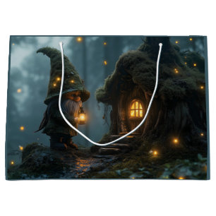Verzaubertes Gnom-Haus im Mondlicht: Fantasy Große Geschenktüte