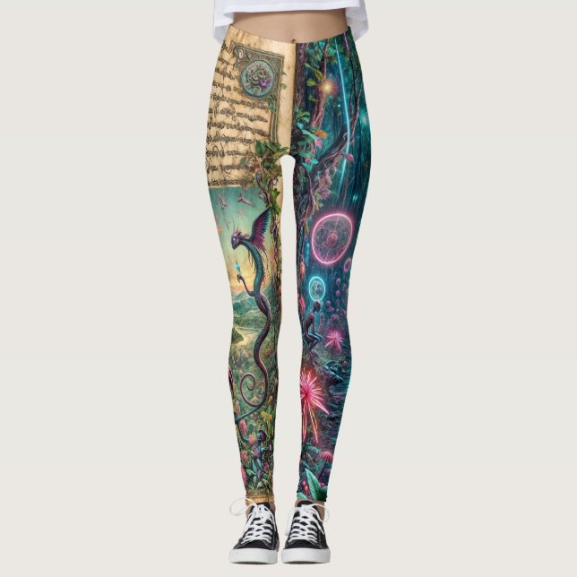 Verzaubertes Junk Journal Leggings (Vorderseite)