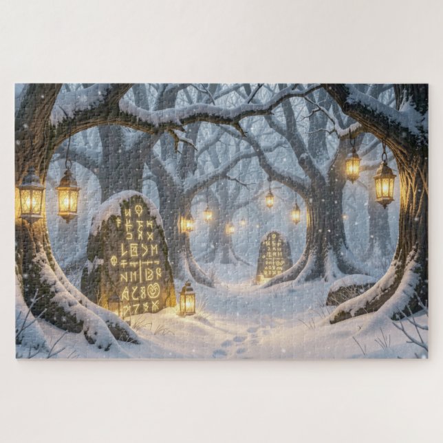 Verzaubertes keltisches Winterwald-Puzzle Puzzle (Horizontal)