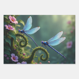 Verzaubertes Libellen-Blumen-Set Geschenkpapier Set