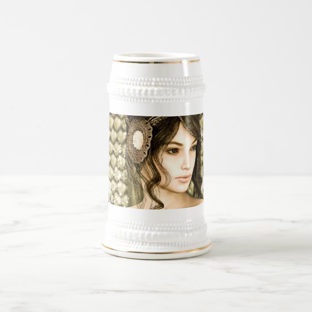 Verzaubertes Märchenprinzessinnenporträt Bierglas (Mittel)