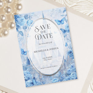 Verzaubertes Märchenschloss Florale Schmetterlinge Save The Date