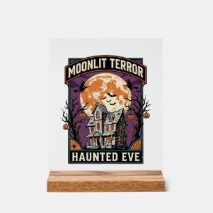 Verzaubertes Mond-Shirt Vintage Gravur Halloween G Acrylschild