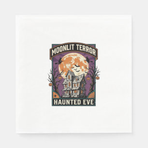 Verzaubertes Mond-Shirt Vintage-Gravur Halloween G Serviette