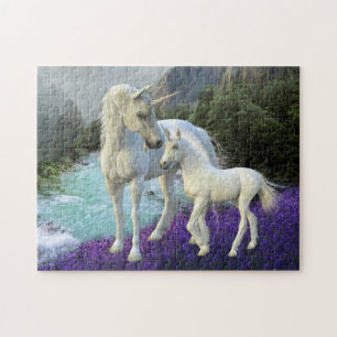 Verzaubertes Mutter Einhorn und Fohlen Baby Puzzle