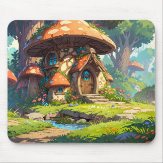 Verzaubertes Pilzdorf im Wald – Träumerisch  Mousepad