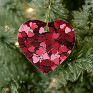 Verzaubertes Rubin-Glücks-Herz-Konfetti-Muster Keramik Ornament