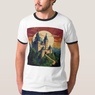 Verzaubertes Schloss und Drache – Magische Fantasy T-Shirt
