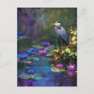 Verzaubertes Teichwasser-Lilie Natur-Aquarell Ankündigungspostkarte