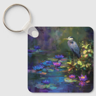 Verzaubertes Teichwasser-Lilie Natur-Aquarell Schlüsselanhänger