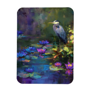 Verzaubertes Teichwasser-Lilien-Natur-Aquarell Magnet