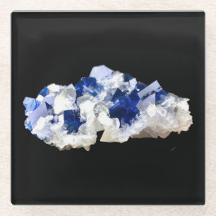 Verzaubertes Tiefblaues Fluorit-Edelstein-Kristall Glasuntersetzer