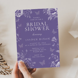 Verzaubertes Vintages Lila Lavendel-Brautparty Einladung