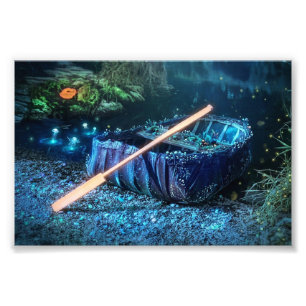 Verzaubertes walisisches Coracle - Biolumineszente Fotodruck