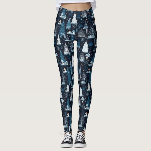 Verzaubertes Winterwald-Nachtmuster (3) Leggings (Vorderseite)