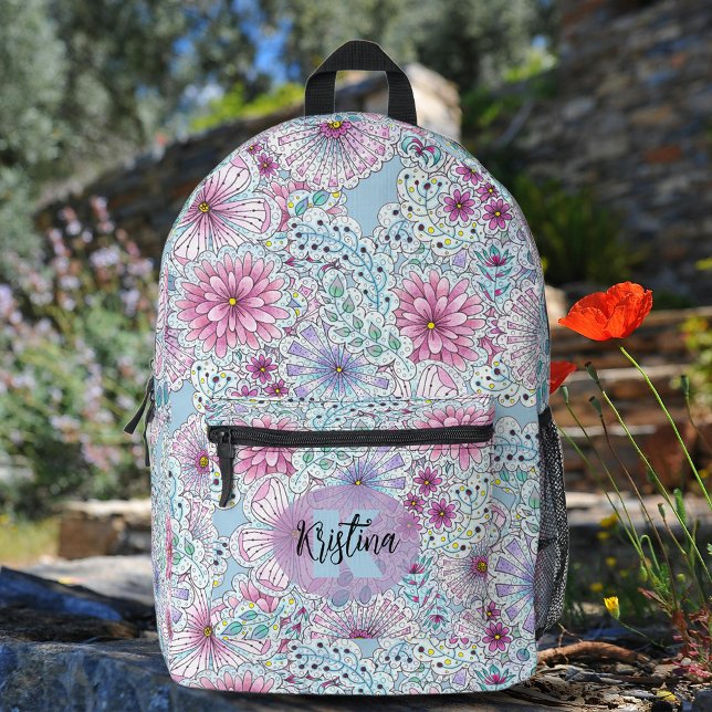 Verzauberung Bohemischer Pastelwiese-Blume Bedruckter Rucksack (Von Creator hochgeladen)