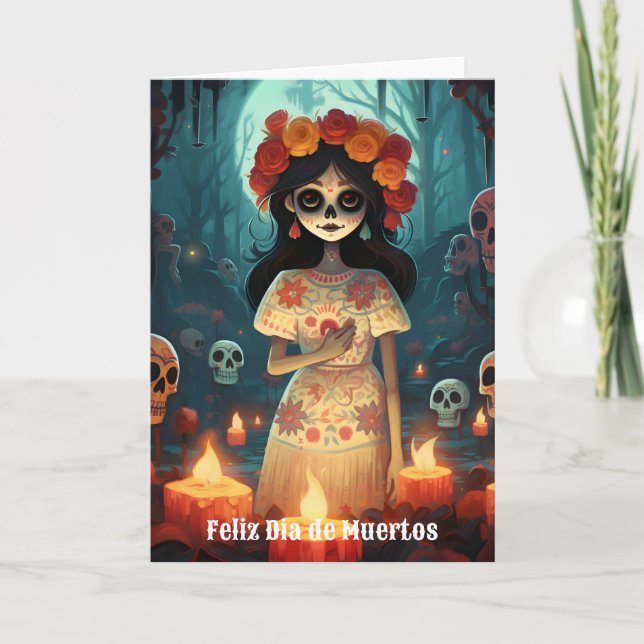 🌹 Verzauberung Catrina Die de Muertos 🌹 Feiertagskarte (Vorderseite)
