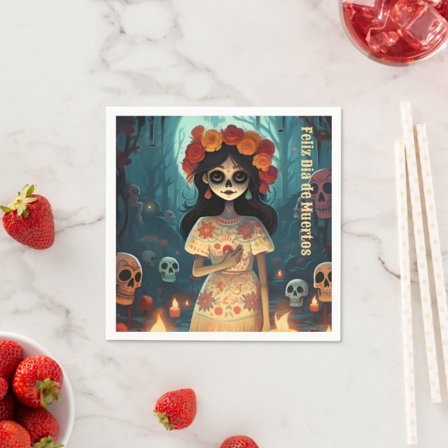 🌹 Verzauberung Catrina Die de Muertos 🌹 Serviette (Beispiel)