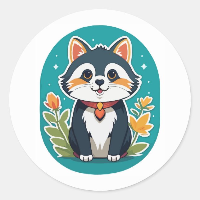 Verzauberung Katze - Illustration der Whimsikstin Runder Aufkleber (Vorderseite)