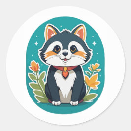 Verzauberung Katze - Illustration der Whimsikstin Runder Aufkleber