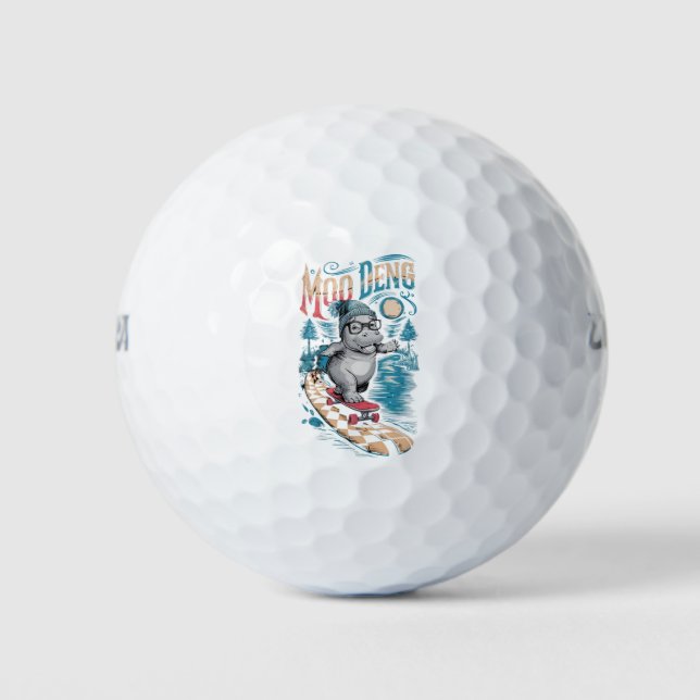Verzauberung Moo Deng Hippo Golfball (Vorderseite)