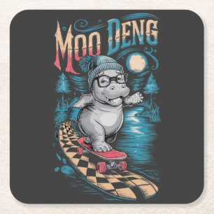 Verzauberung Moo Deng Hippo Rechteckiger Pappuntersetzer