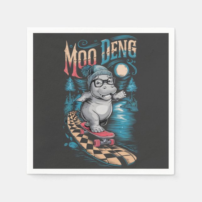 Verzauberung Moo Deng Hippo Serviette (Vorderseite)