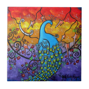 Verzauberung Pfau Fliese