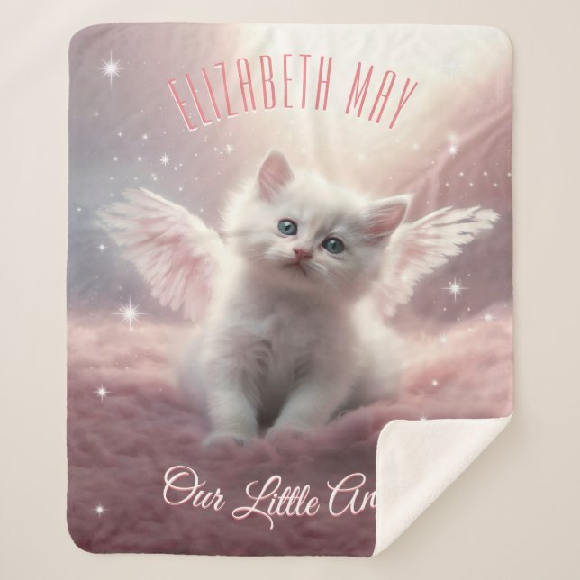 Verzauberung Pink Kitten mit Angel Wings Sherpadecke (Vorderseite)