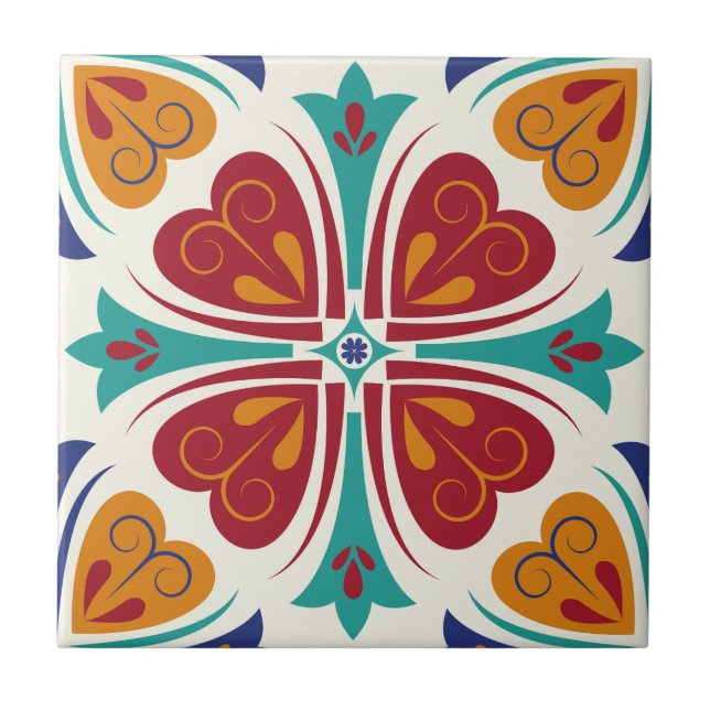 Verzauberung Symmetrisch farbenfroher Peridot Flor Fliese (Vorderseite)