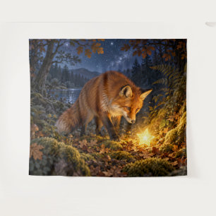 Verzaubter Rotfuchs Leuchtender Stern Waldland Wandteppich